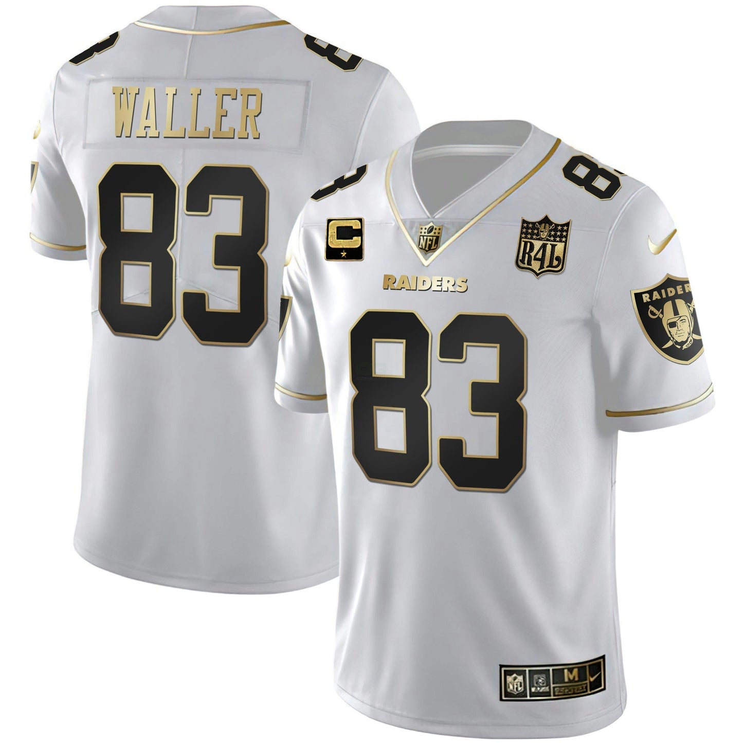 Camisa NFL Men’s Raider4Life Patch Branca Dourada and Preta Dourada