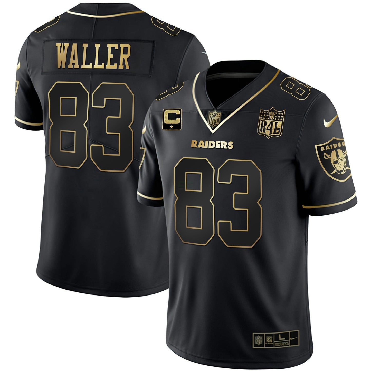 Camisa NFL Men’s Raider4Life Patch Branca Dourada and Preta Dourada