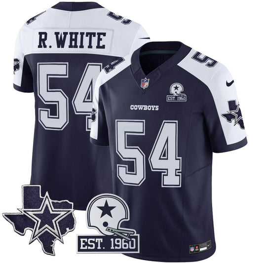 Camisa NFL Men’s Randy White #54 Throwback Texas Patch Vapor Limited Jersey - Alternativa Azul Marinho