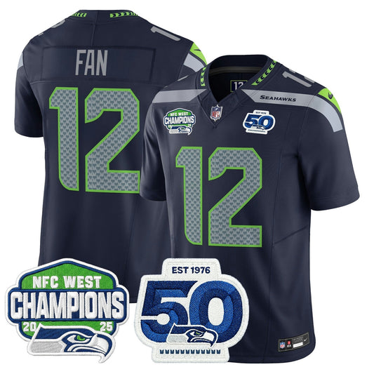 Camisa NFL Men’s Seattle 2025 NFC West Division Champions & 50th Anniversary Patch Vapor Limited Jersey