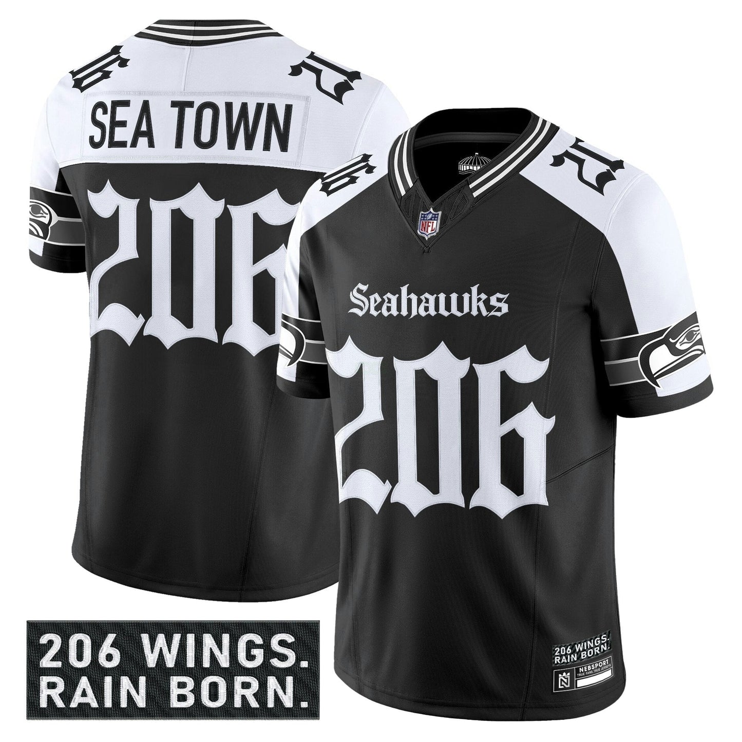 Camisa NFL Men’s Seattle ‘Gothic Rain City Shadows Edition’ Vapor Limited Jersey