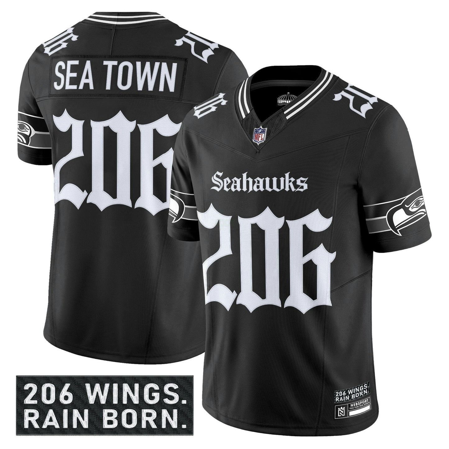 Camisa NFL Men’s Seattle ‘Gothic Rain City Shadows Edition’ Vapor Limited Jersey