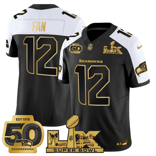 Camisa NFL Men’s Seattle “Super Bowl LX & 50th Patch” Dourada Vapor Limited Jersey