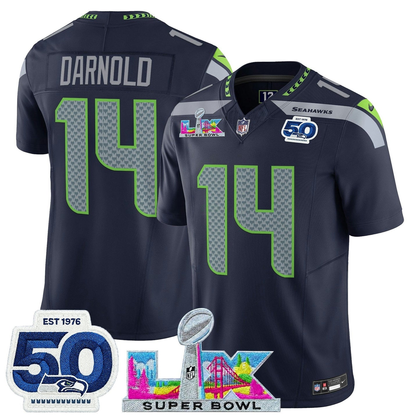 Camisa NFL Men’s Seattle “Super Bowl LX & 50th Patch” Vapor Limited Jersey