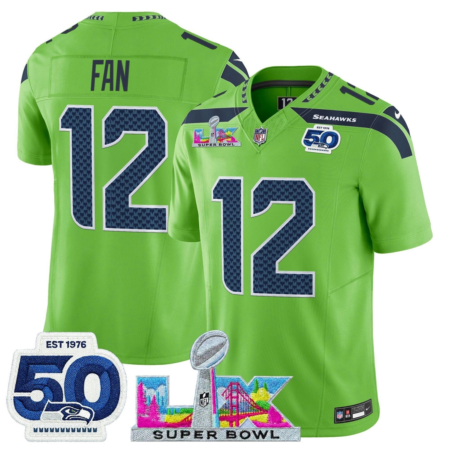Camisa NFL Men’s Seattle “Super Bowl LX & 50th Patch” Vapor Limited Jersey