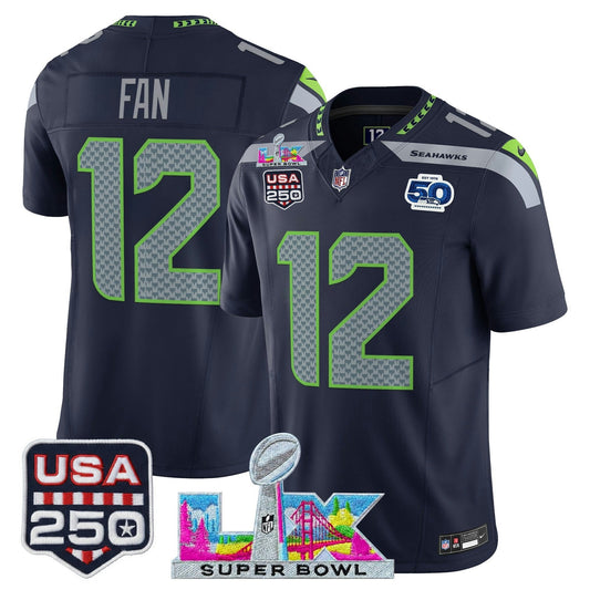 Camisa NFL Men’s Seattle “Super Bowl LX & United States 250th Anniversary Patch” Vapor Limited Jersey
