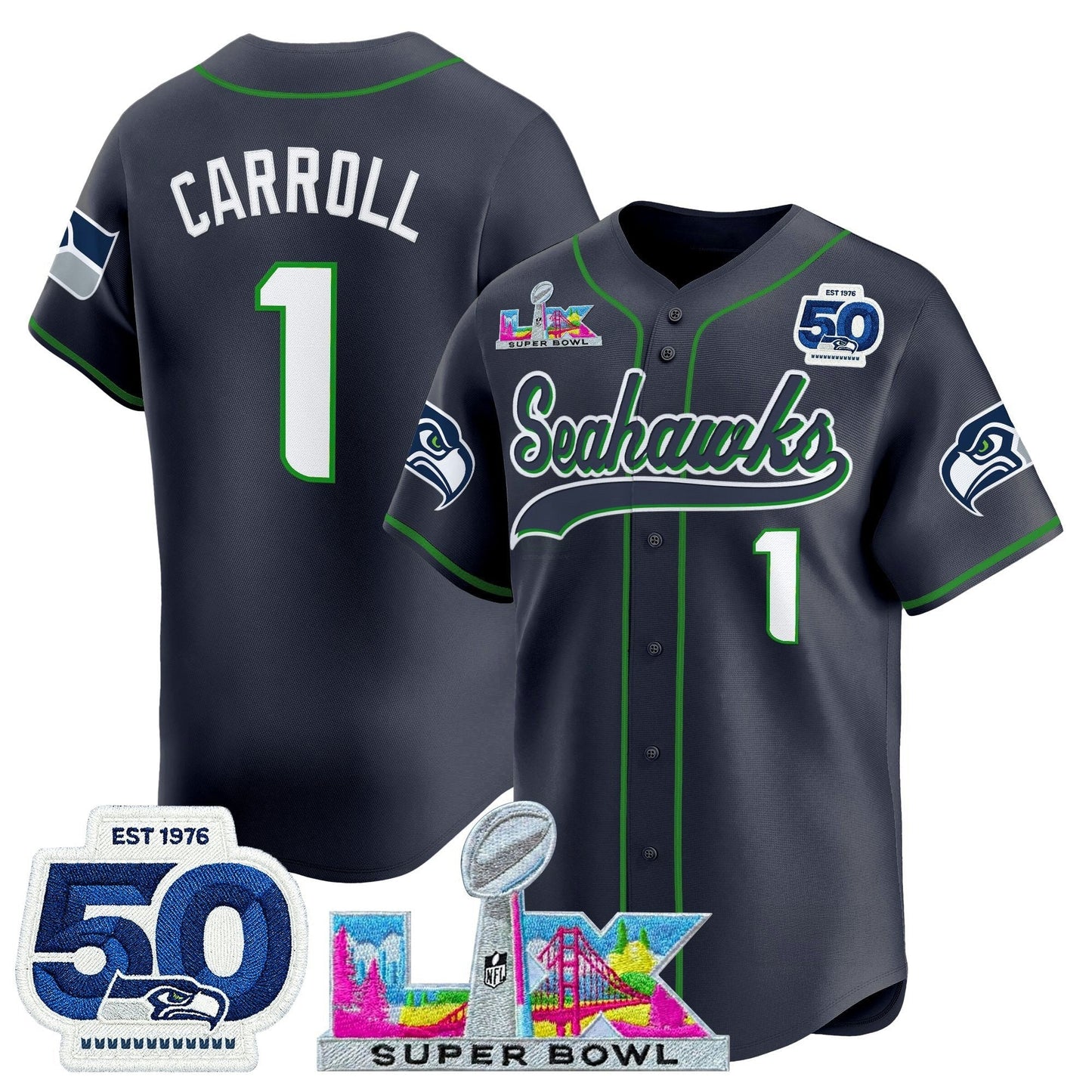 Camisa NFL Men’s Seattle “Super Bowl LX & United States 250th Anniversary Patch” Vapor Jersey