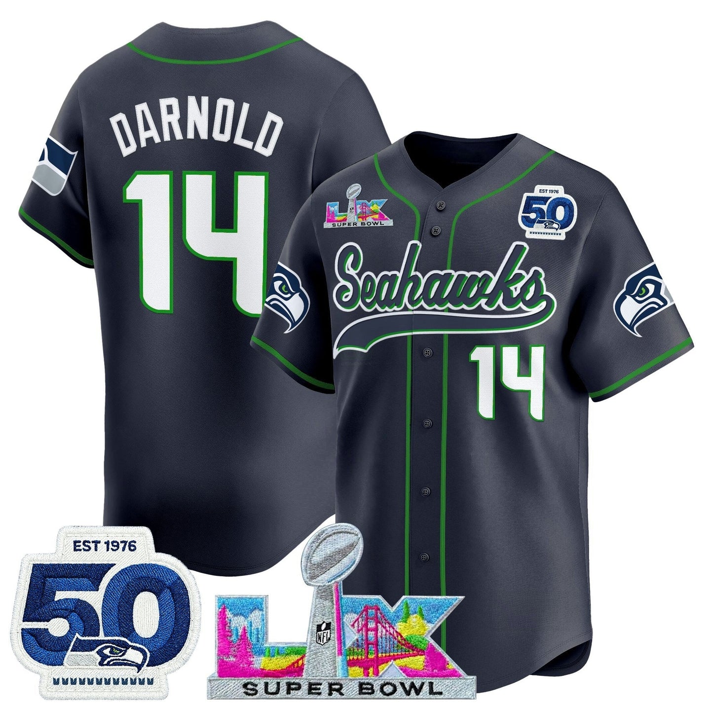 Camisa NFL Men’s Seattle “Super Bowl LX & United States 250th Anniversary Patch” Vapor Jersey