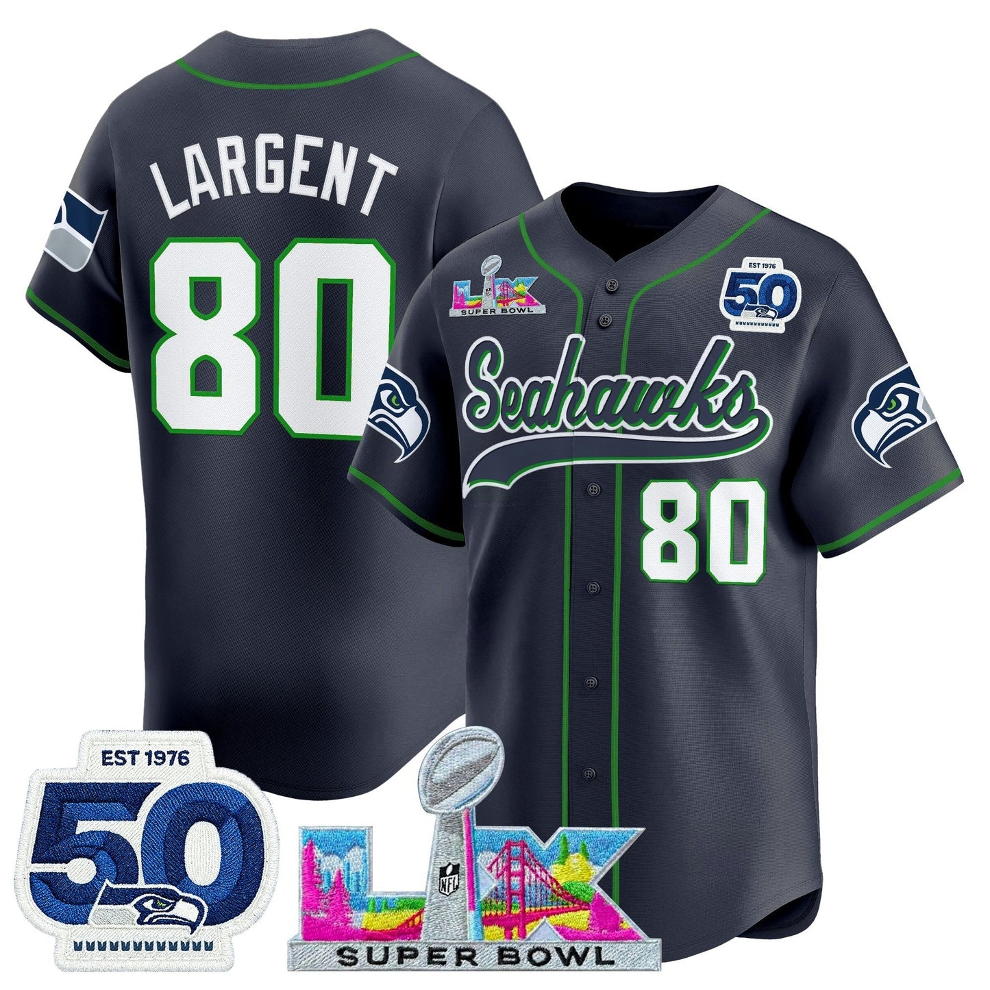 Camisa NFL Men’s Seattle “Super Bowl LX & United States 250th Anniversary Patch” Vapor Jersey
