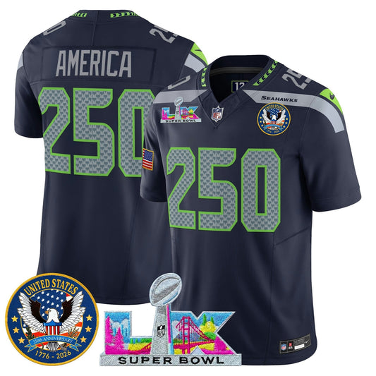 Camisa NFL Men’s Seattle “Super Bowl LX & United States 250th Patch” Vapor Limited Jersey