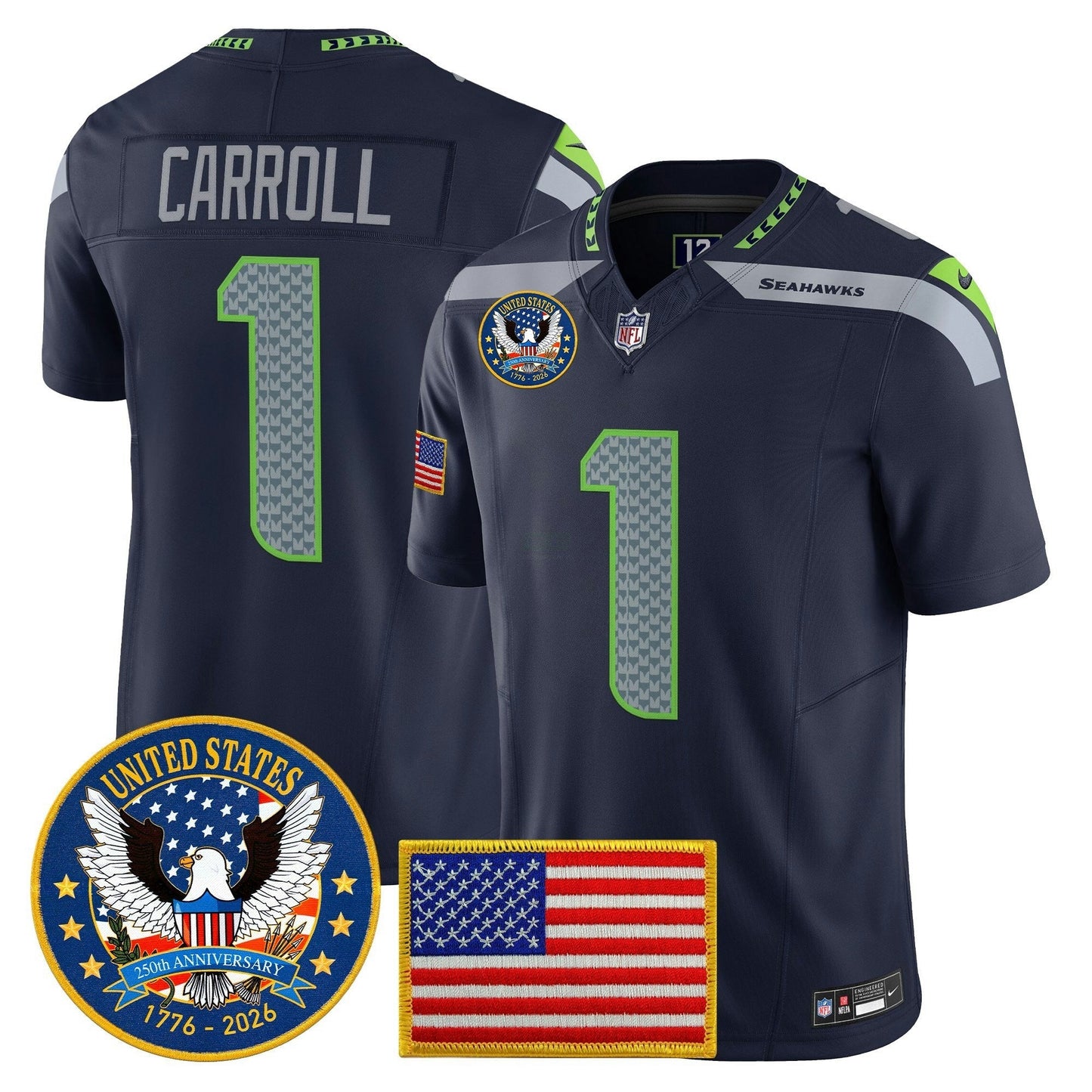 Camisa NFL Men’s Seattle “United States 250th Anniversary Patch” Vapor Limited Jersey