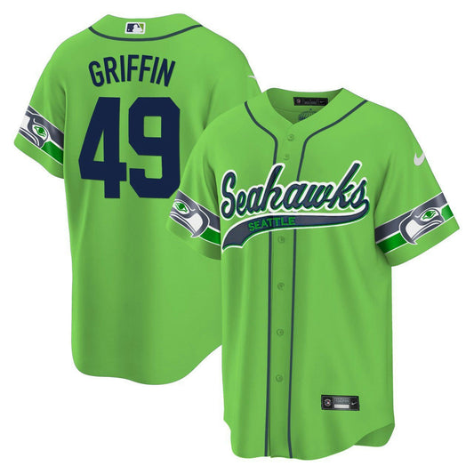 Camisa NFL Men’s Shaquem Griffin #49 Throwback & Dourada Cool Base Verde Jersey V2 - Verde