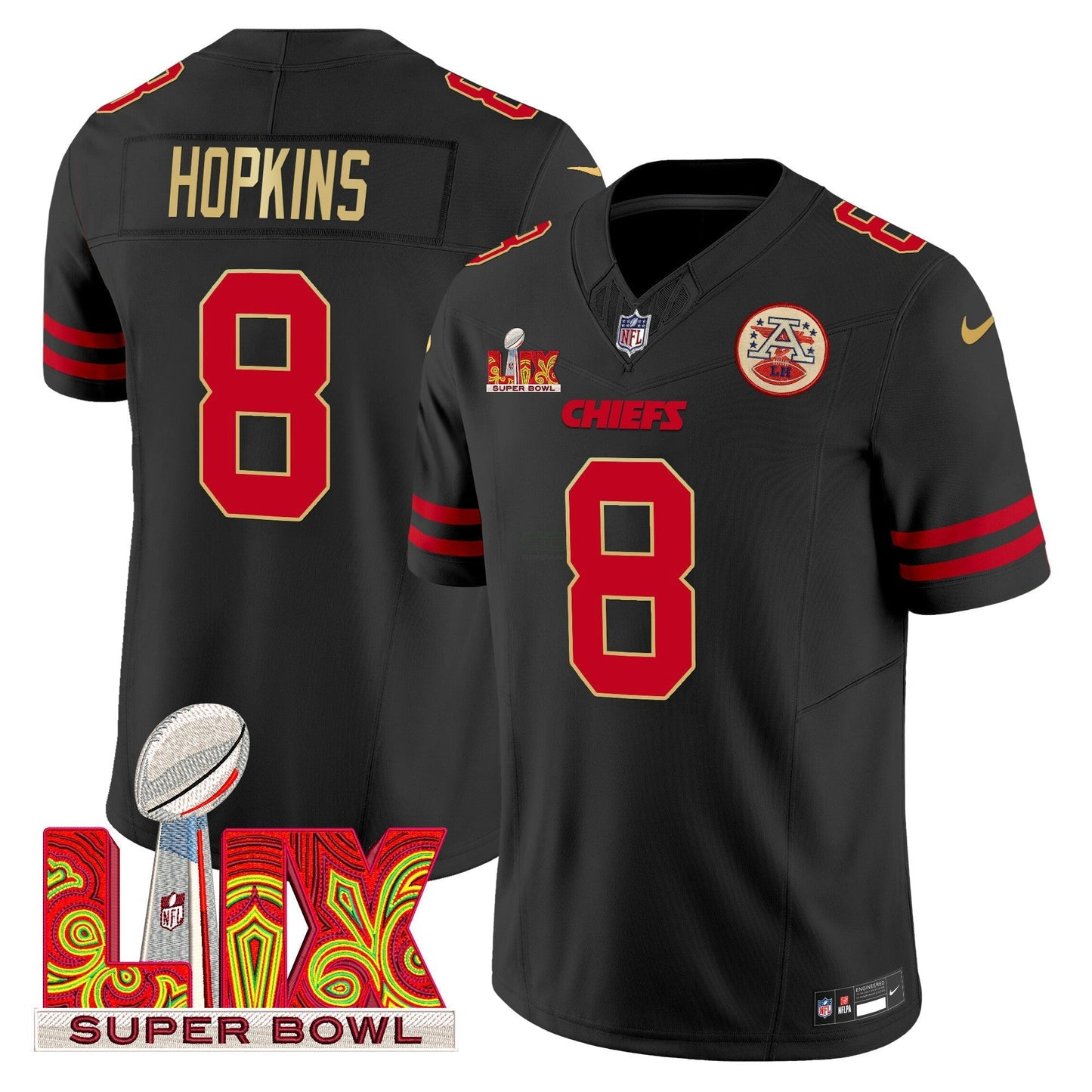 Camisa NFL Men’s Super Bowl LIX Patch Dourada Trim Vapor Limited Jersey