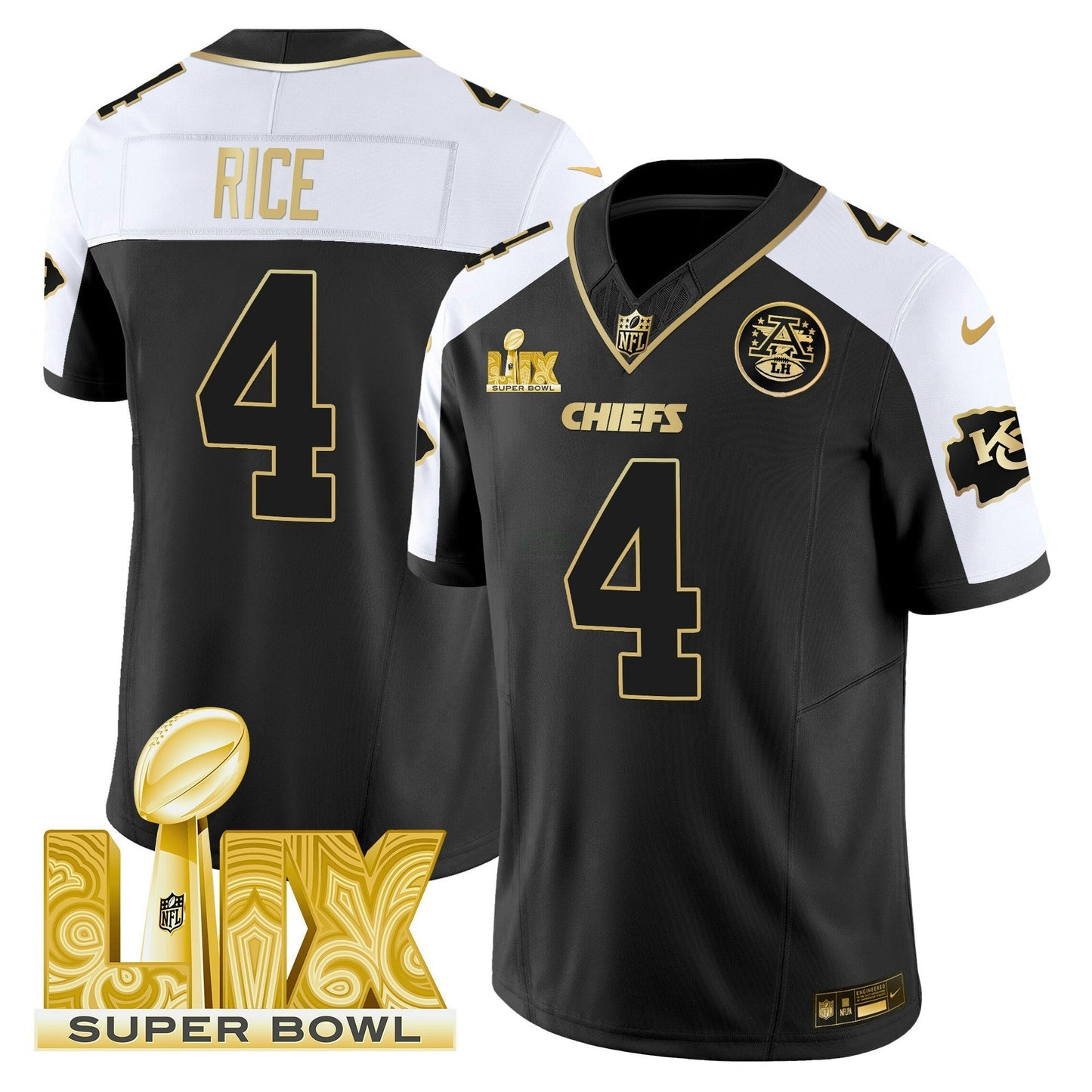 Camisa NFL Men’s Super Bowl LIX Patch Dourada Vapor Limited Jersey