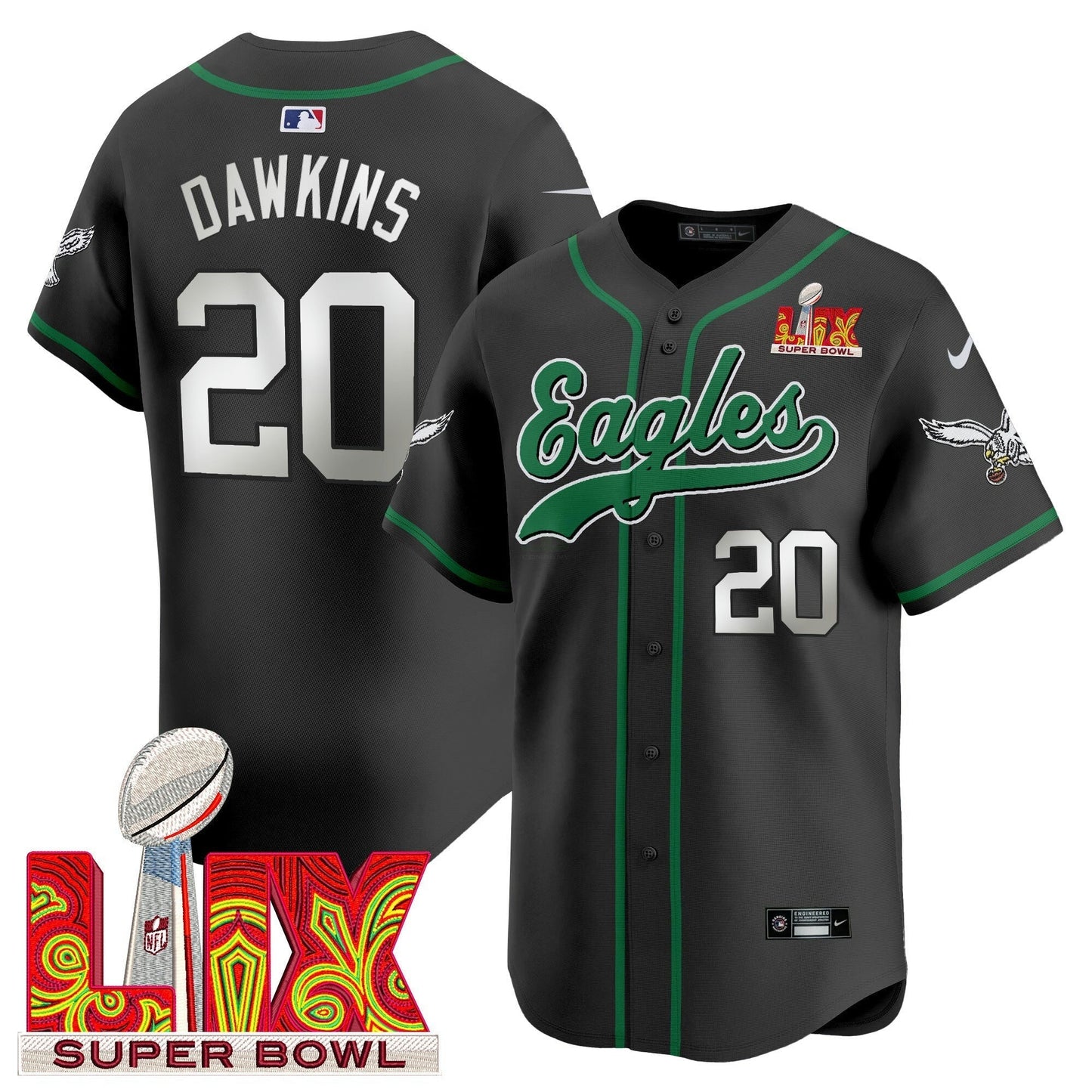 Camisa NFL Men’s Super Bowl LIX Patch Kelly Green Vapor Jersey
