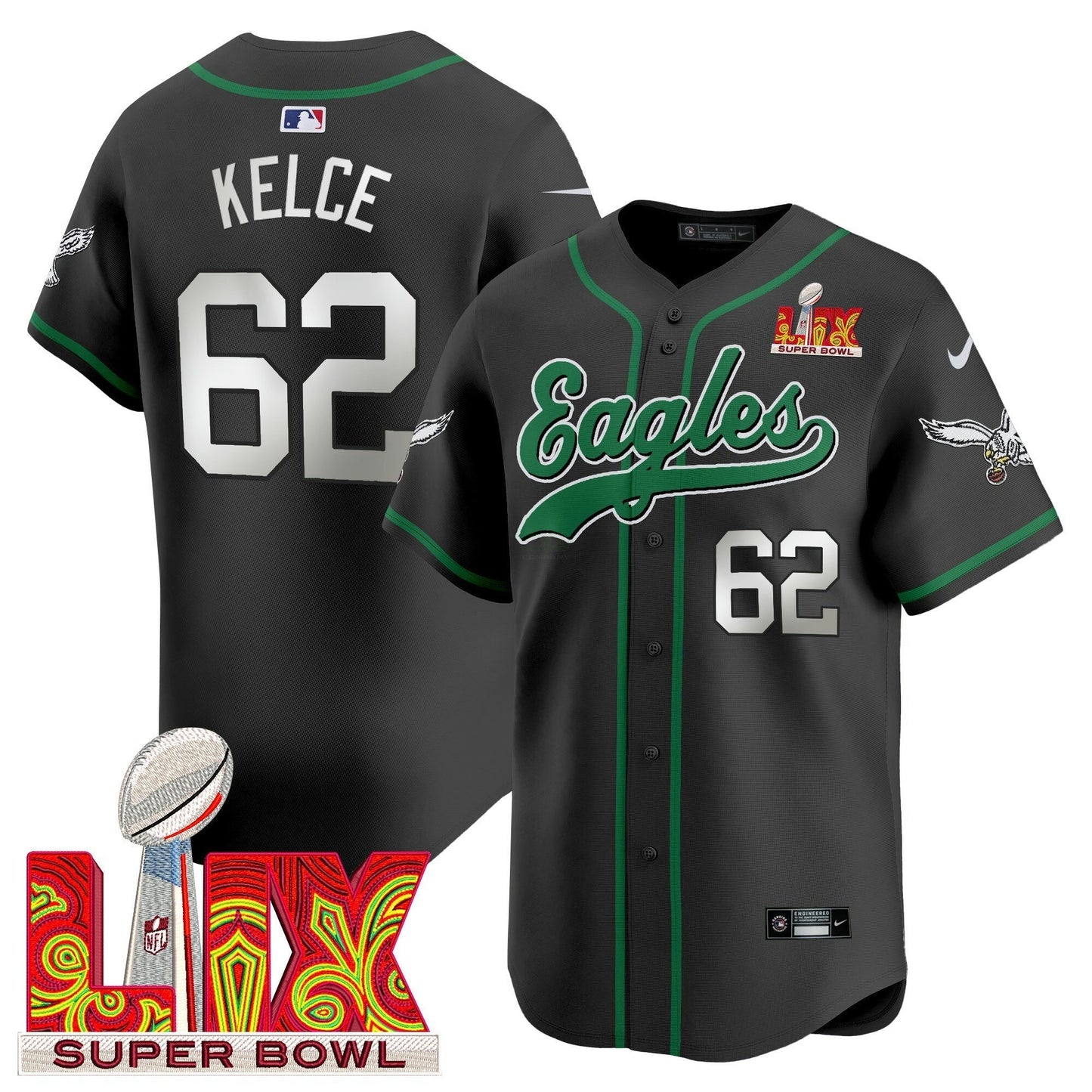 Camisa NFL Men’s Super Bowl LIX Patch Kelly Green Vapor Jersey
