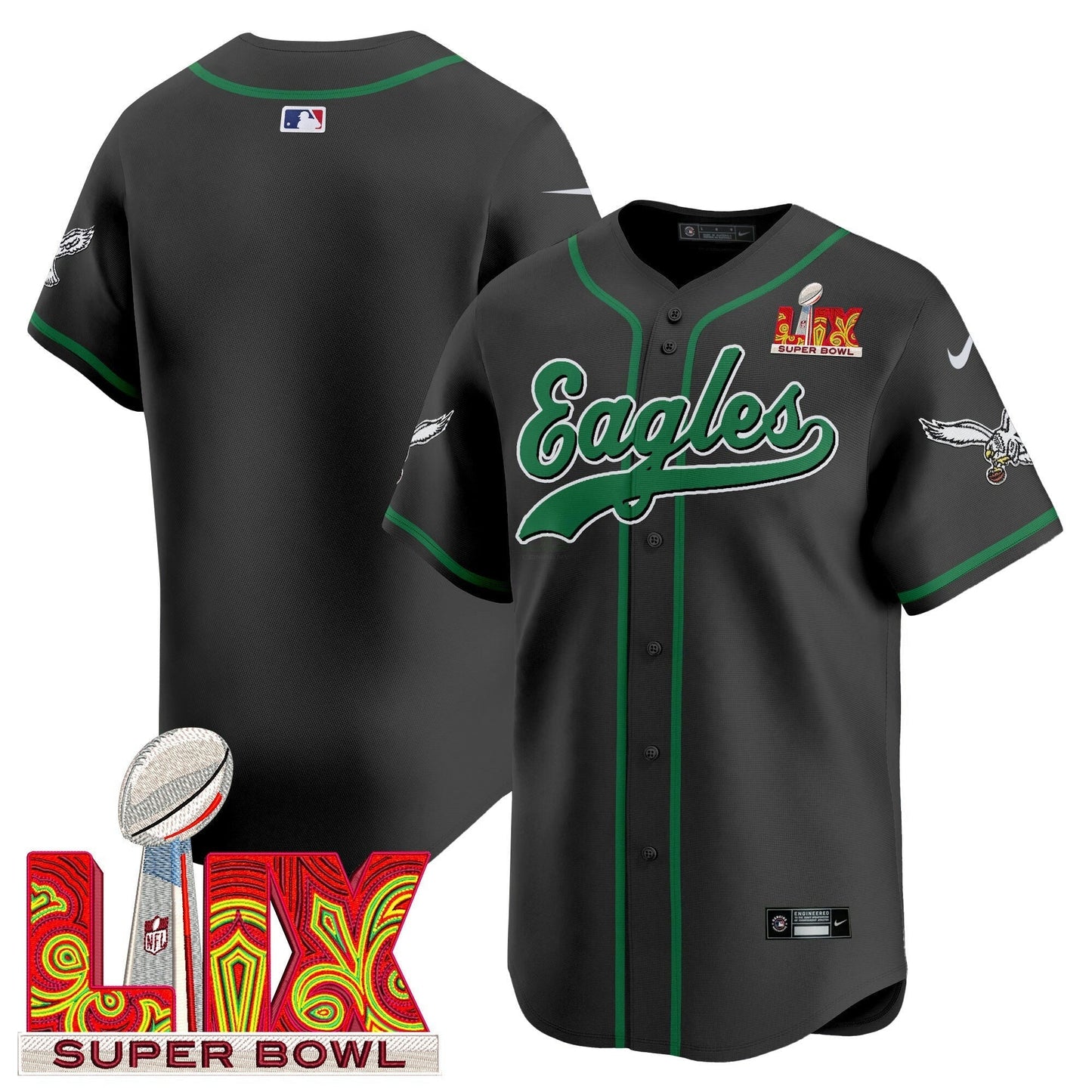 Camisa NFL Men’s Super Bowl LIX Patch Kelly Green Vapor Jersey