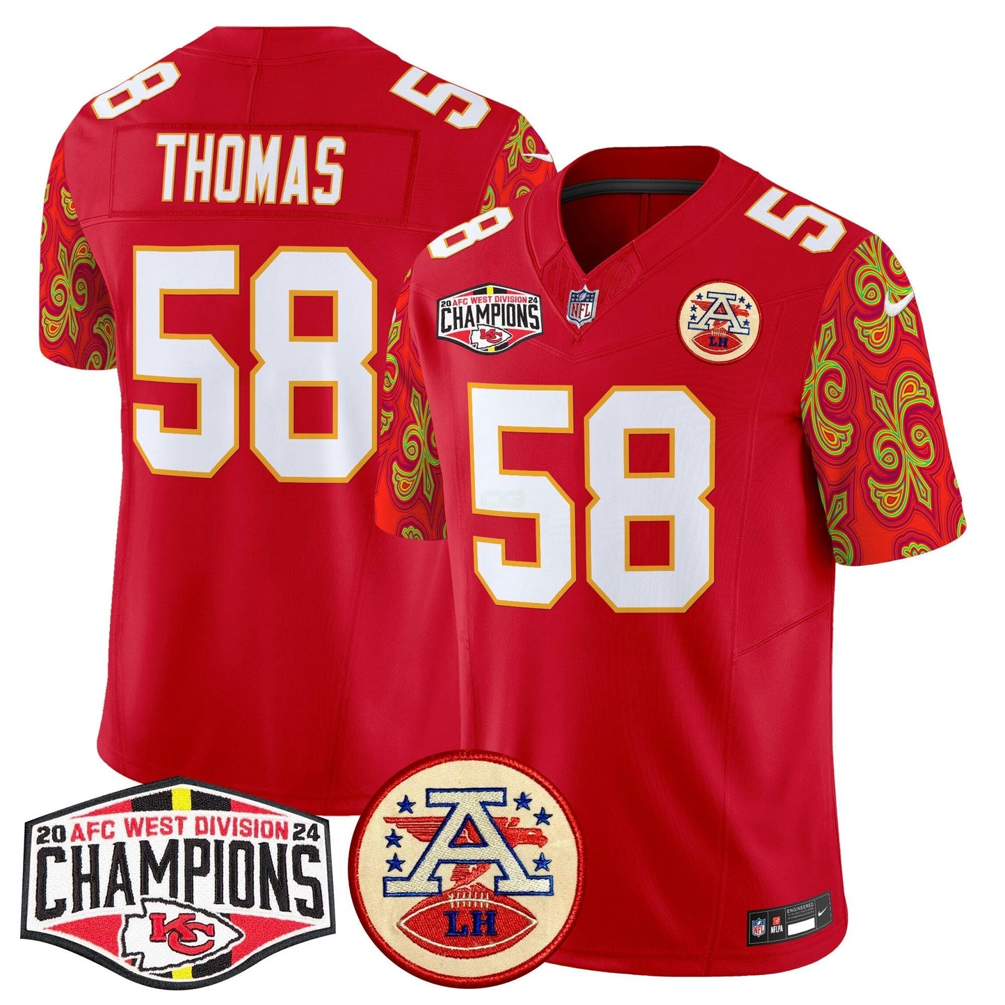 Camisa NFL Men’s Super Bowl LIX Style 2024 AFC West Division Champions Patch Vapor Limited Jersey