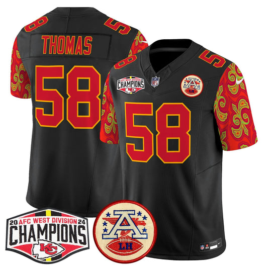 Camisa NFL Men’s Super Bowl LIX Style 2024 AFC West Division Champions Patch Vapor Limited Jersey