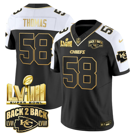 Camisa NFL Men’s Super Bowl LVIII & Back 2 Back Gold Patch Vapor Jersey V2