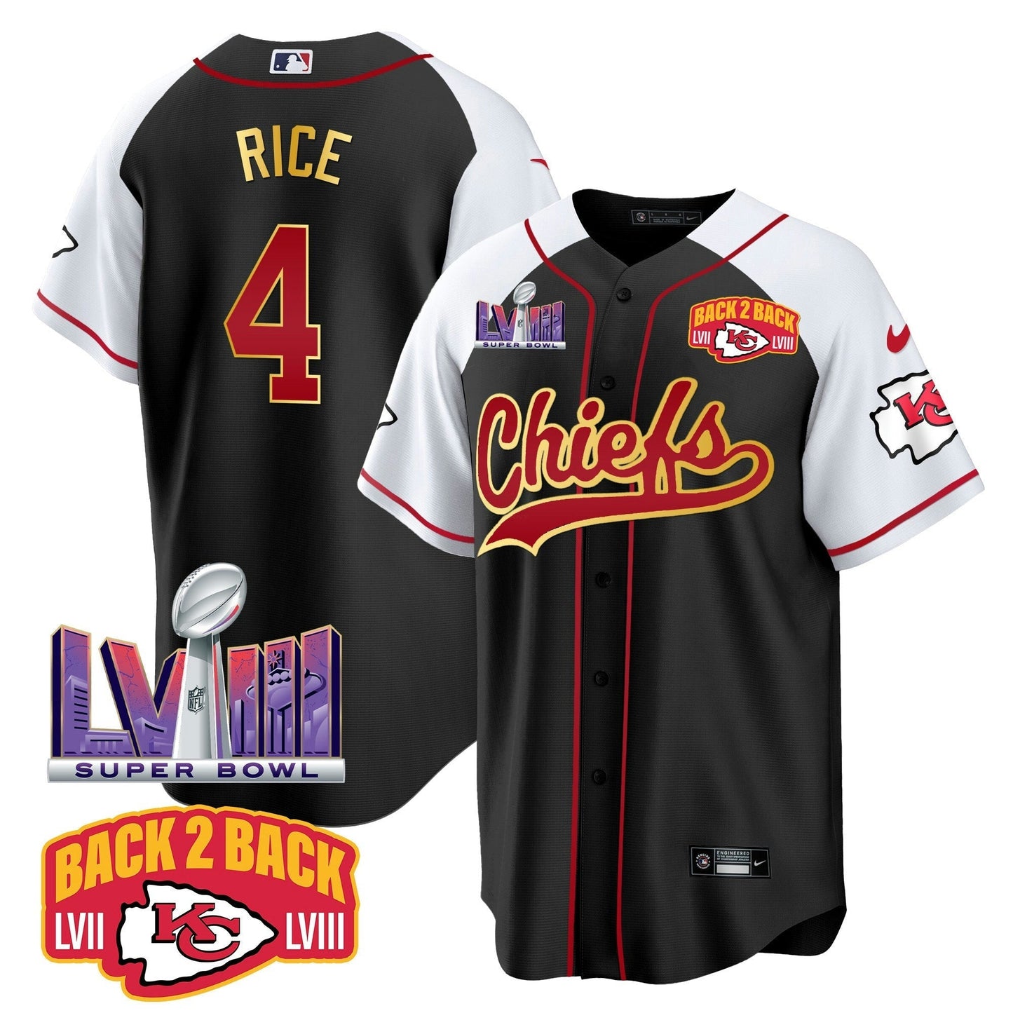 Camisa NFL Men’s Super Bowl LVIII & Back 2 Back Patch Jersey