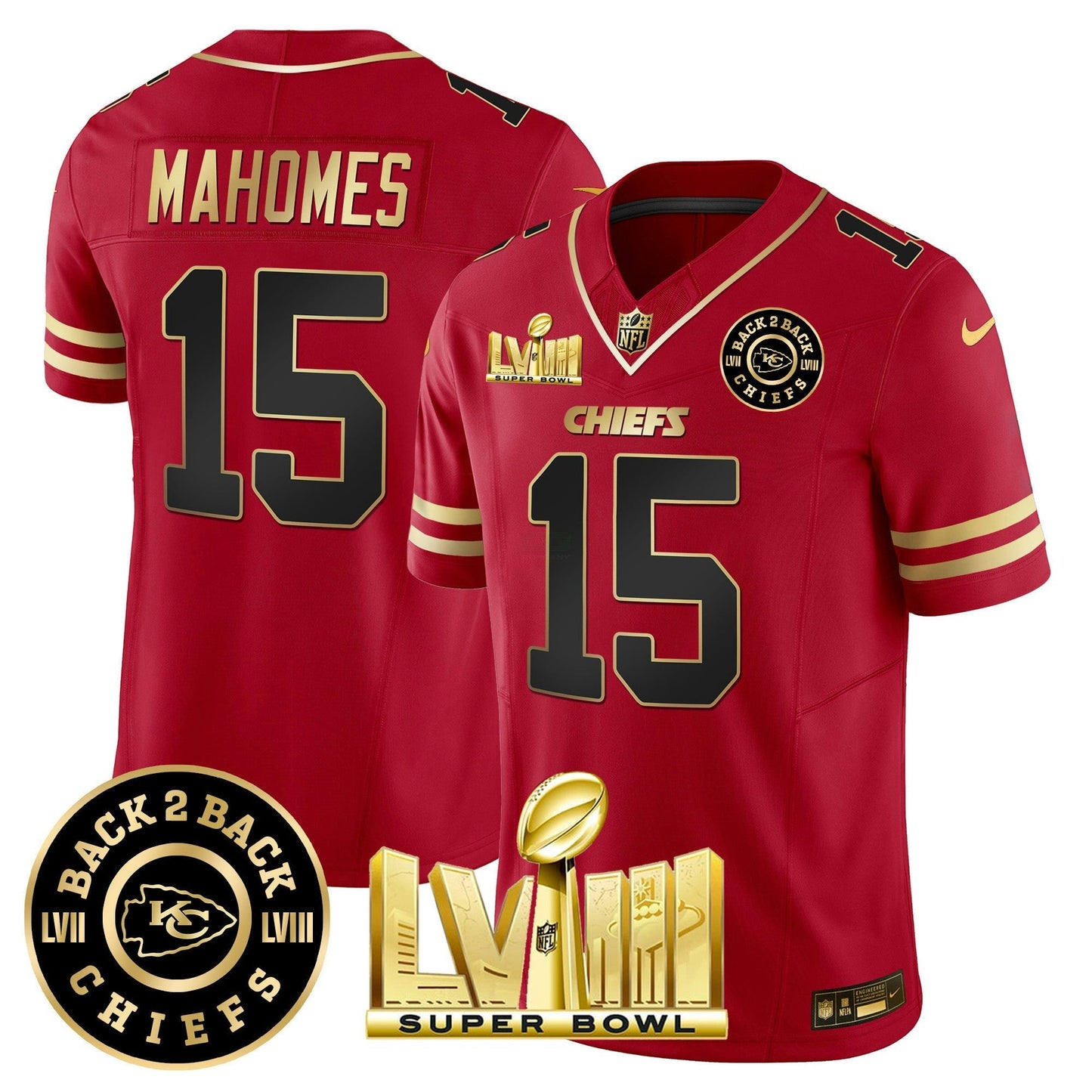 Camisa NFL Men’s Super Bowl LVIII & Back 2 Back Patch Vapor Jersey V3