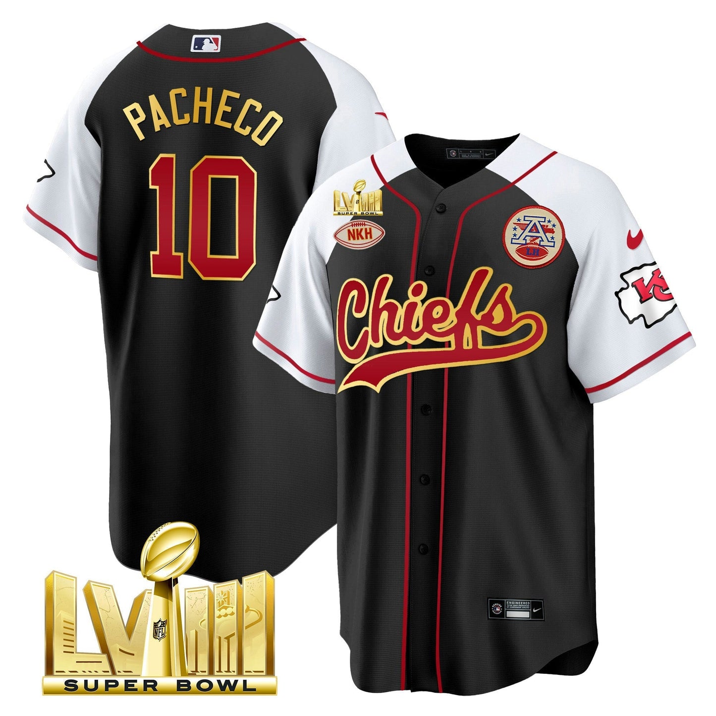 Camisa NFL Kansas City Chiefs Men’s Super Bowl LVIII Dourada Patch Jersey