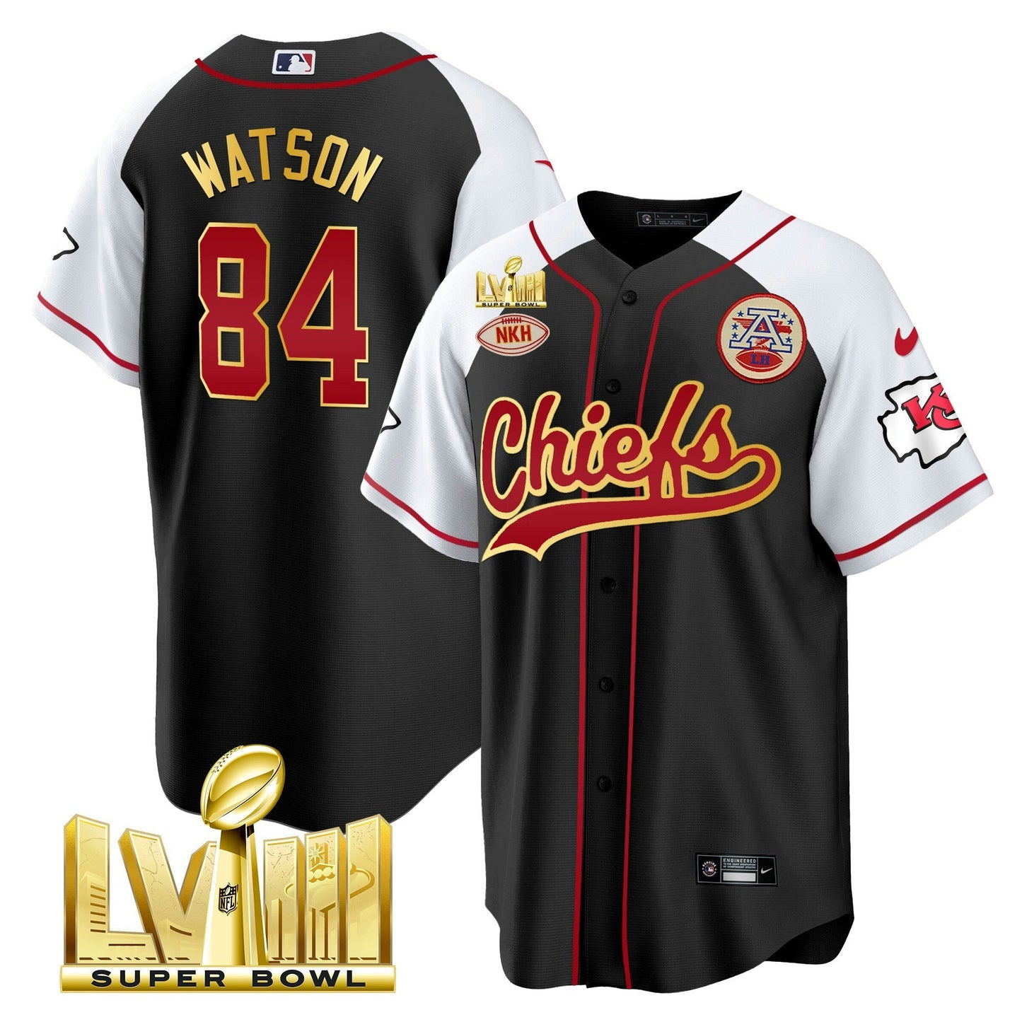 Camisa NFL Kansas City Chiefs Men’s Super Bowl LVIII Dourada Patch Jersey