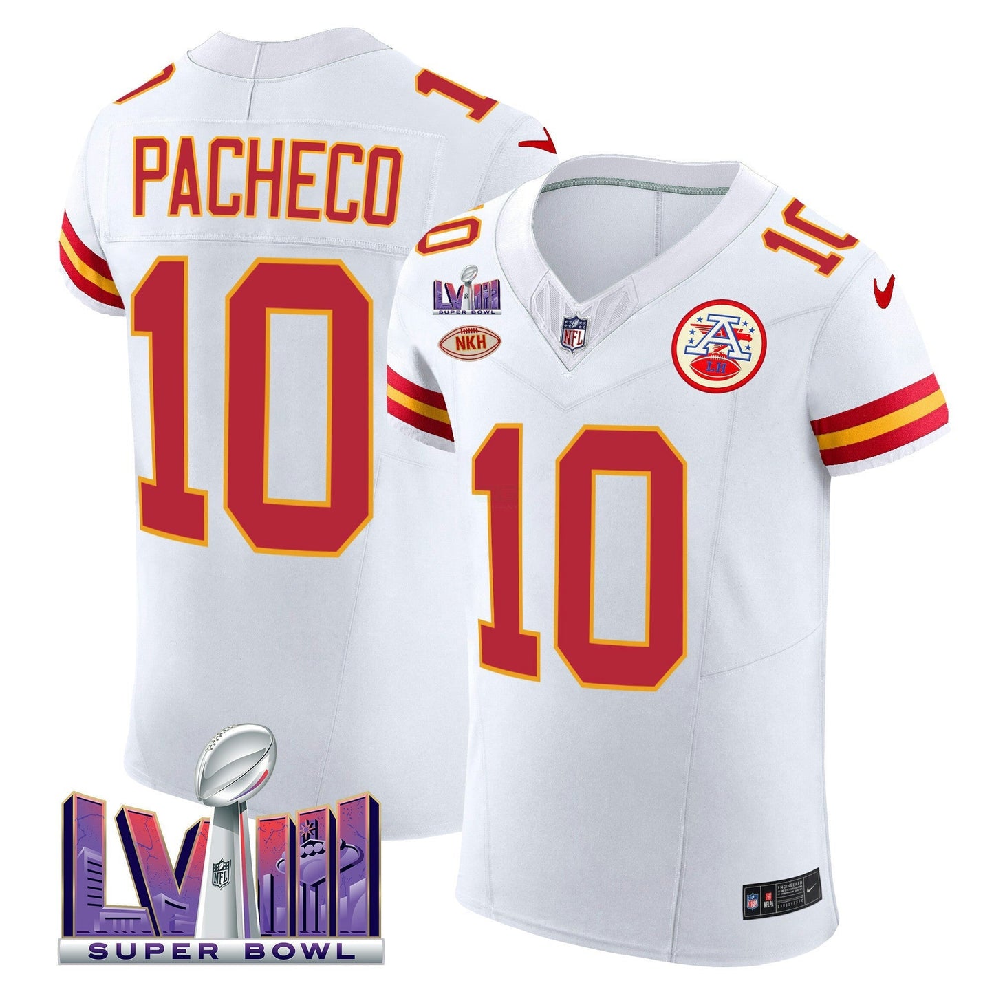 Camisa NFL Kansas City Chiefs Men’s Super Bowl LVIII Dourada Patch Vapor Elite Jersey