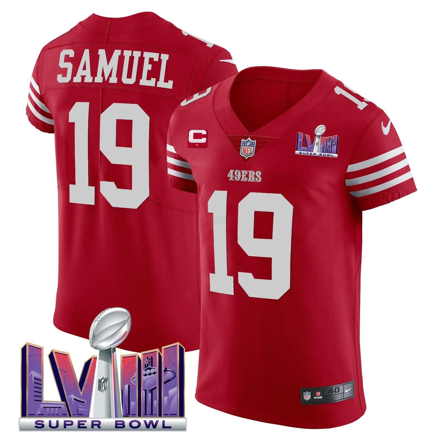 Camisa NFL Men’s Super Bowl LVIII Dourada Patch Vapor Elite Jersey