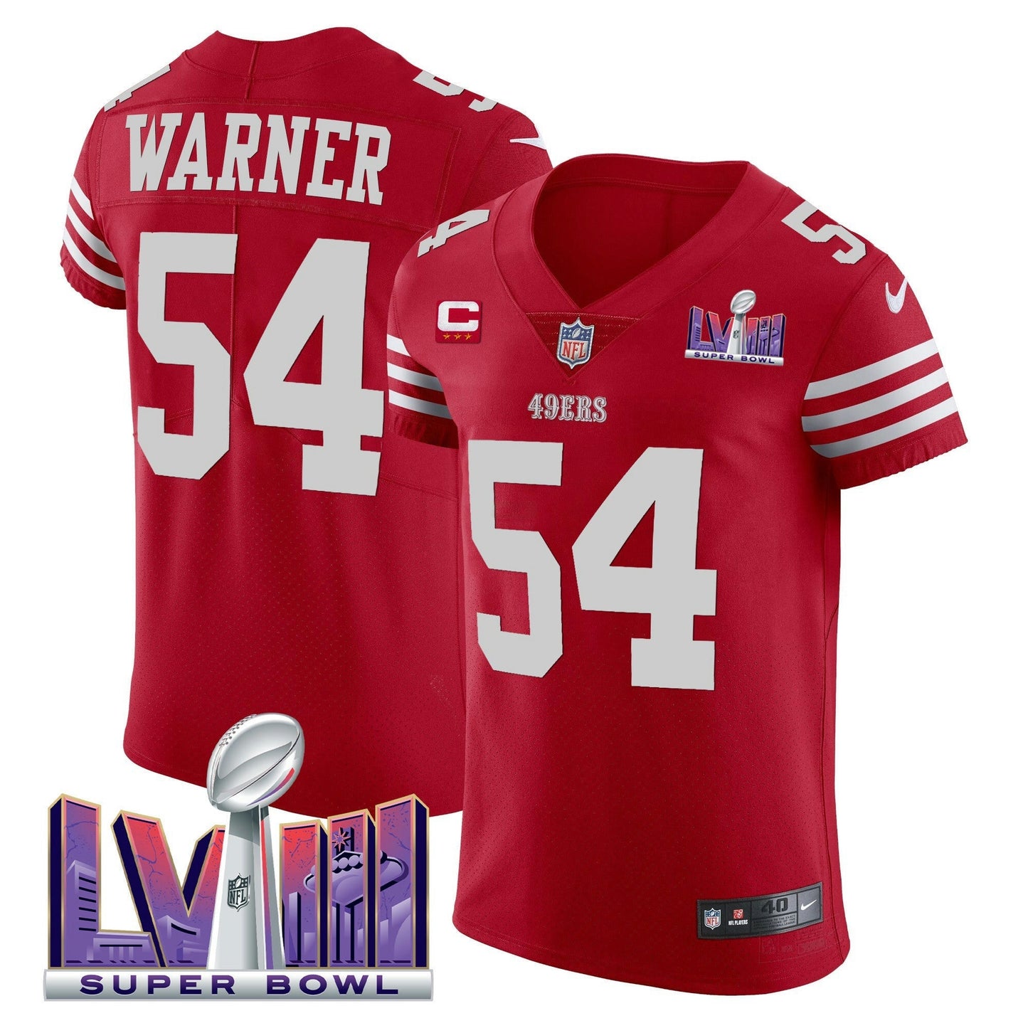 Camisa NFL Men’s Super Bowl LVIII Dourada Patch Vapor Elite Jersey