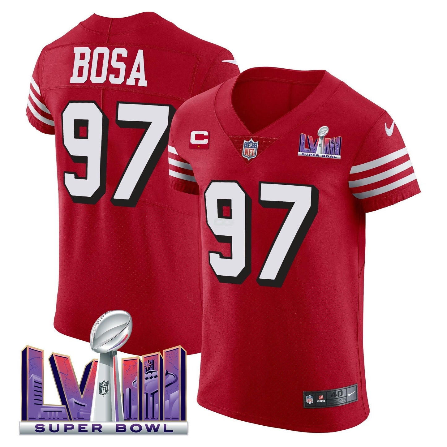 Camisa NFL Men’s Super Bowl LVIII Dourada Patch Vapor Elite Jersey