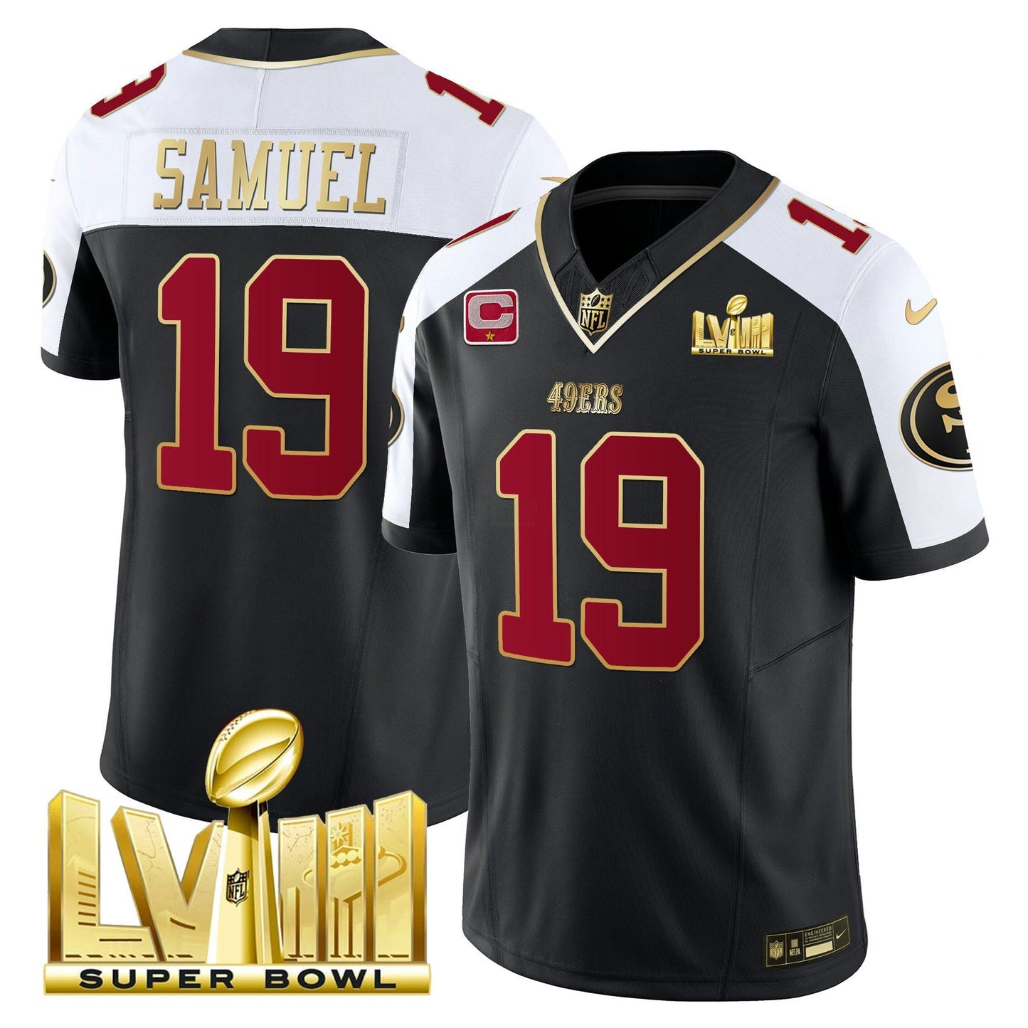 Camisa NFL Men’s Super Bowl LVIII Dourada Patch Vapor Jersey