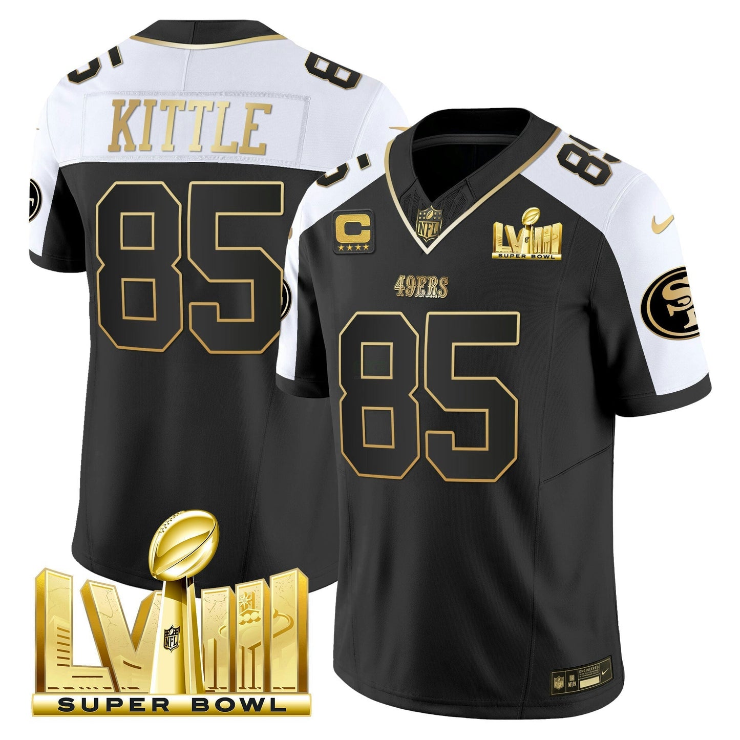 Camisa NFL Men’s Super Bowl LVIII Dourada Patch Vapor Jersey V2