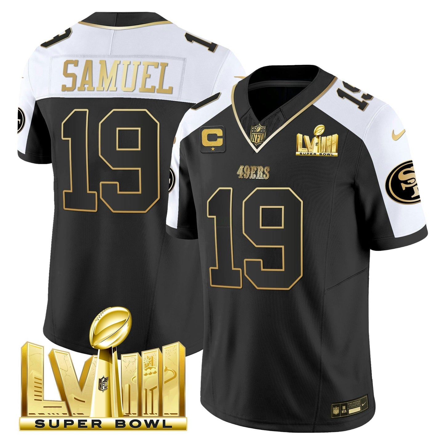 Camisa NFL Men’s Super Bowl LVIII Dourada Patch Vapor Jersey V2