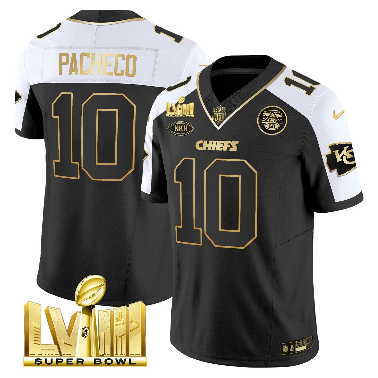 Camisa NFL Men’s Super Bowl LVIII Dourada Patch Vapor Jersey V3