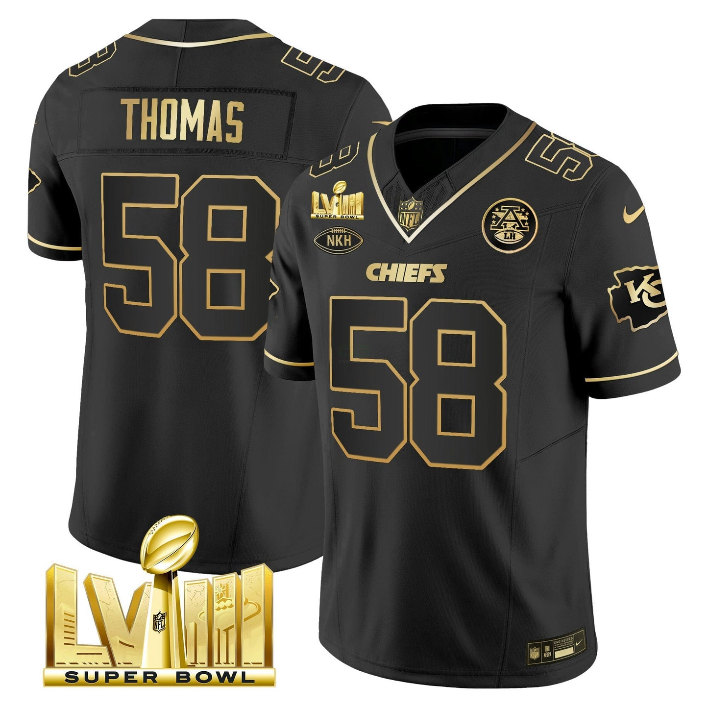 Camisa NFL Men’s Super Bowl LVIII Dourada Patch Vapor Jersey V3