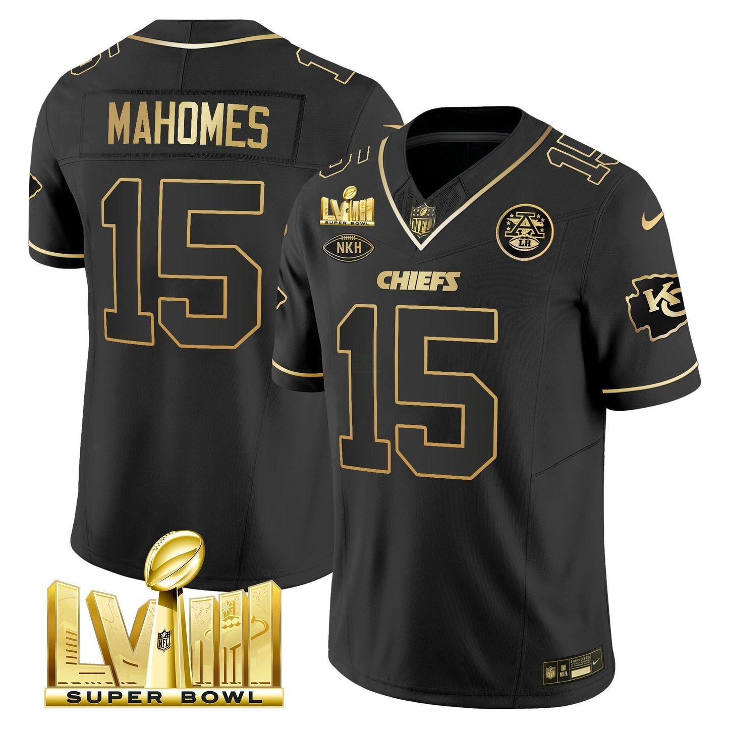 Camisa NFL Men’s Super Bowl LVIII Dourada Patch Vapor Jersey V3