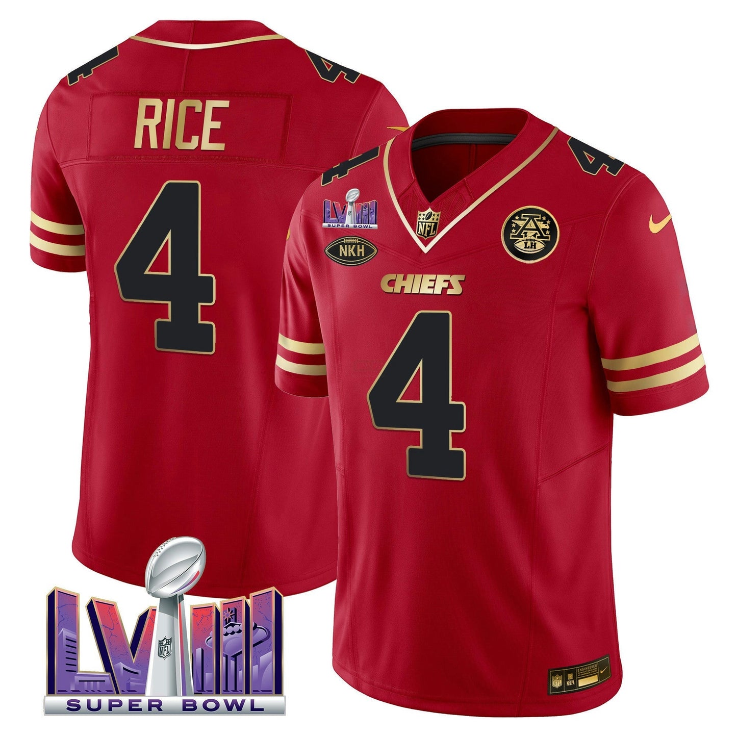 Camisa NFL Kansas City Chiefs Men’s Super Bowl LVIII Patch Vapor Jersey V2