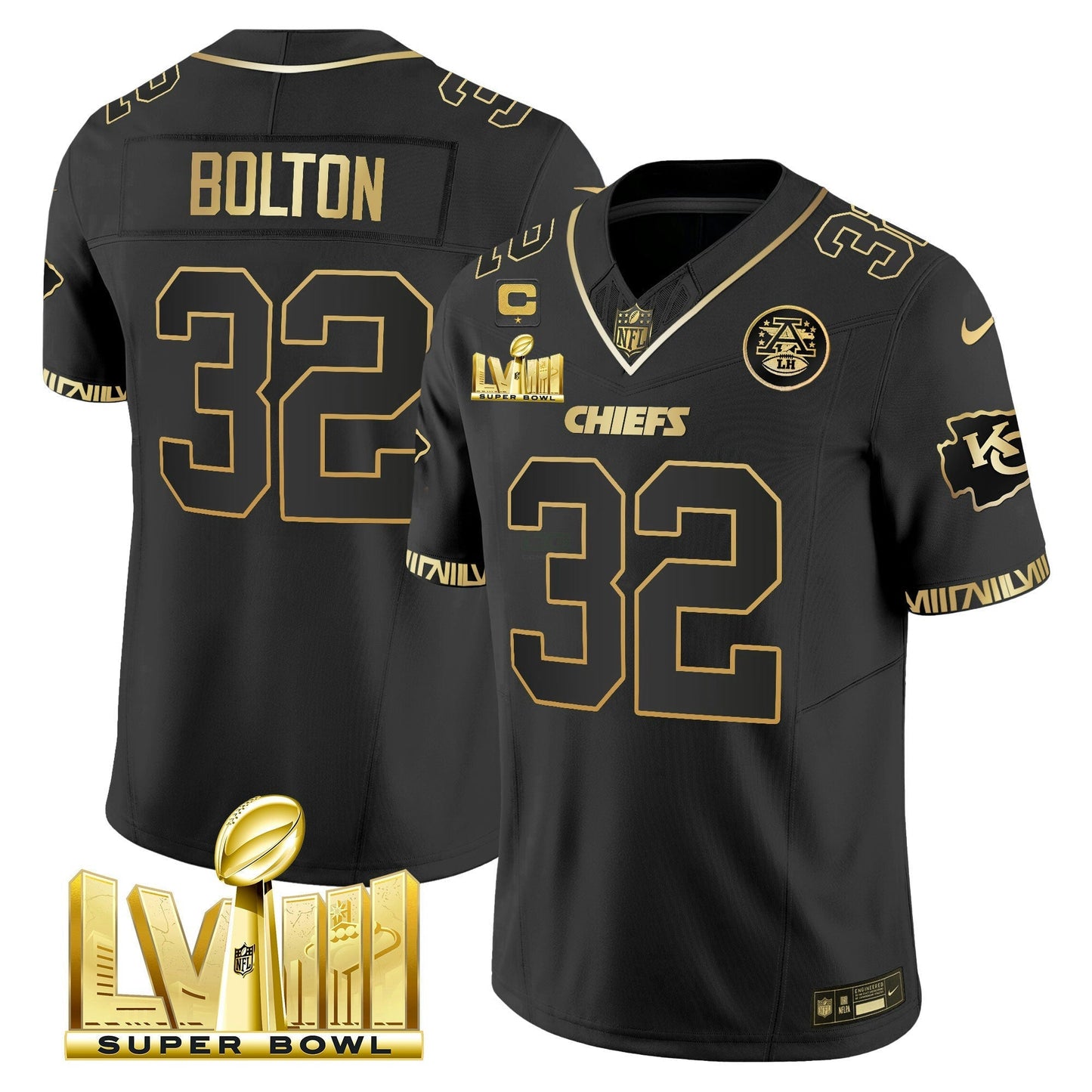 Camisa NFL Men’s Super Bowl LVIII Pattern Gold Vapor Jersey