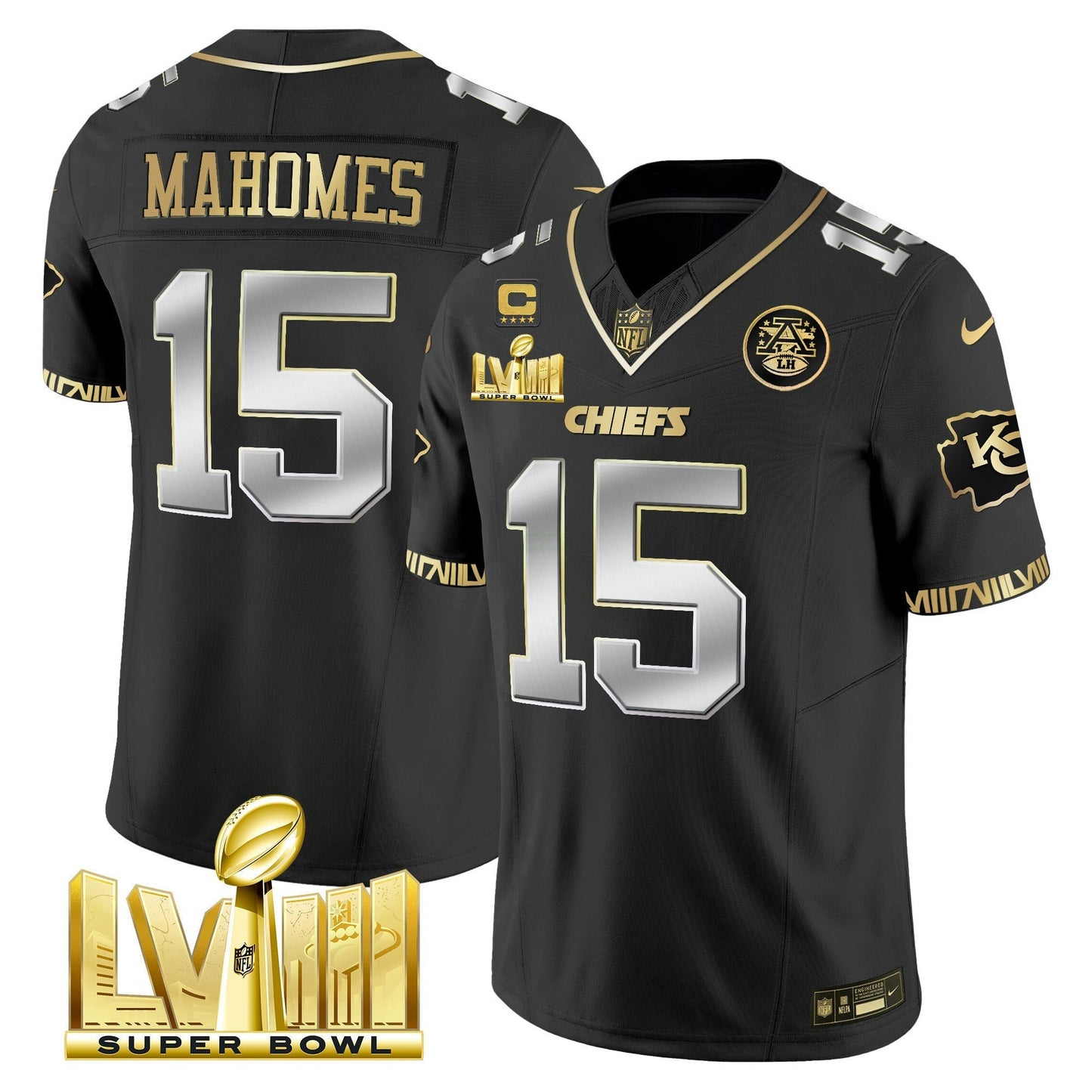 Camisa NFL Men’s Super Bowl LVIII Pattern Gold Vapor Jersey V2