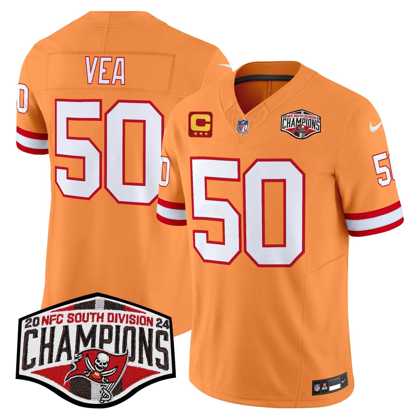 Camisa NFL Men’s Tampa Bay Creamsicle 2024 NFC South Division Champions Patch Vapor Limited Jersey