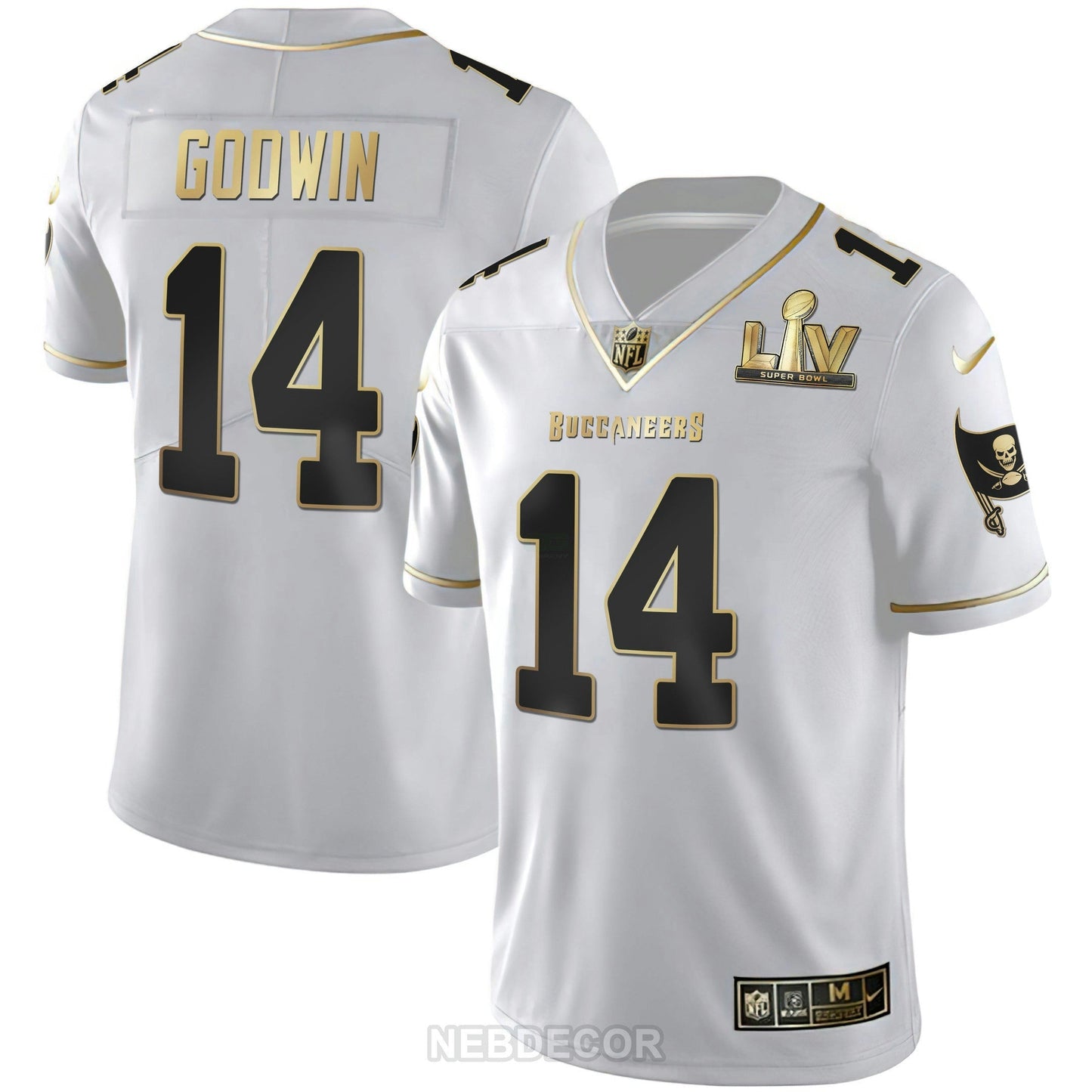 Camisa NFL Men’s Tampa Bay Super Bowl LIV Branca Dourada & Preta Dourada Jersey