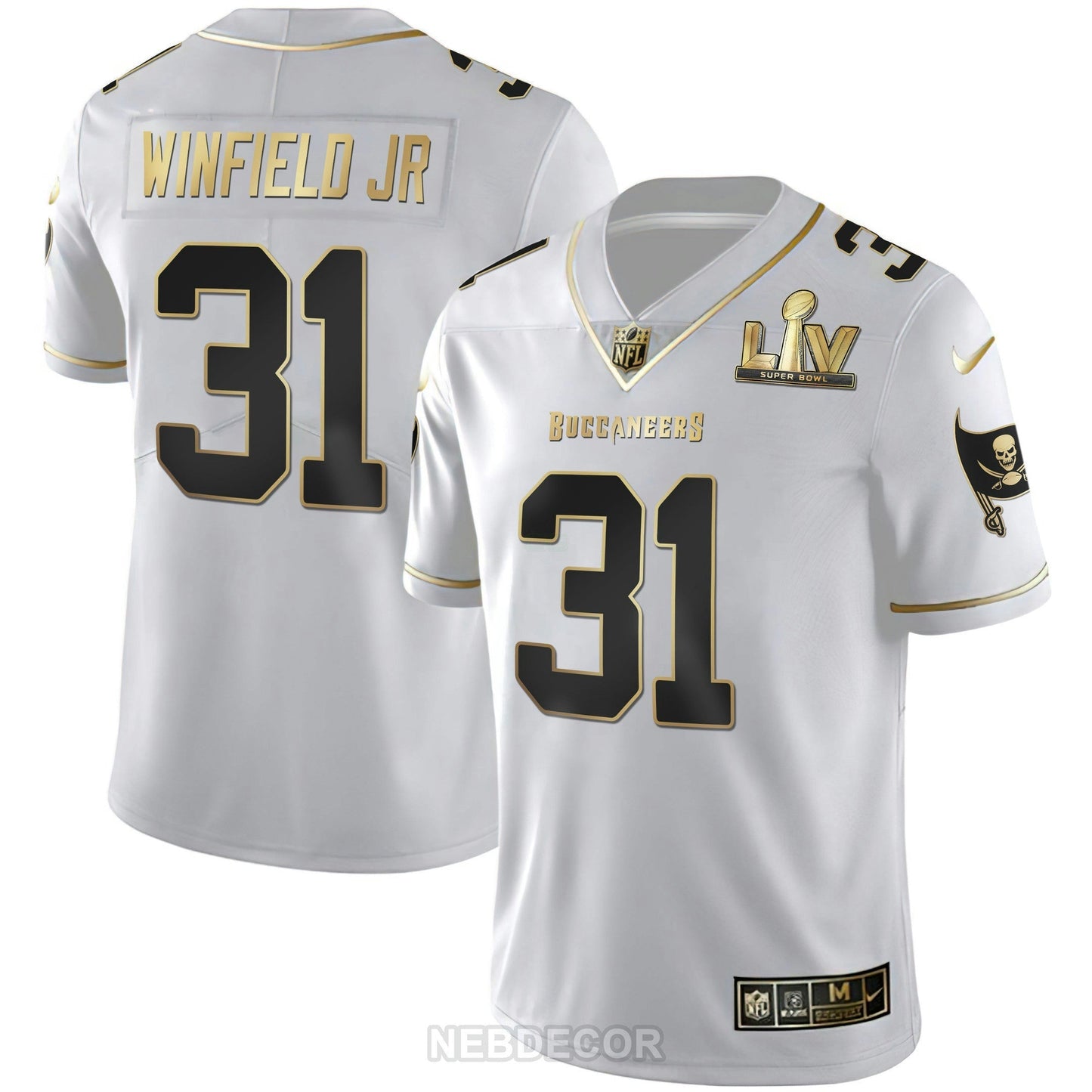 Camisa NFL Men’s Tampa Bay Super Bowl LIV Branca Dourada & Preta Dourada Jersey