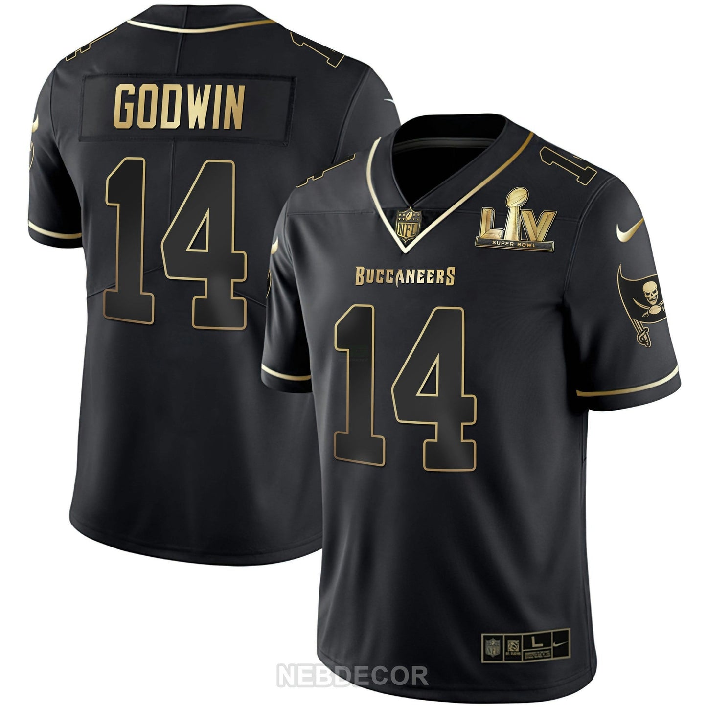 Camisa NFL Men’s Tampa Bay Super Bowl LIV Branca Dourada & Preta Dourada Jersey