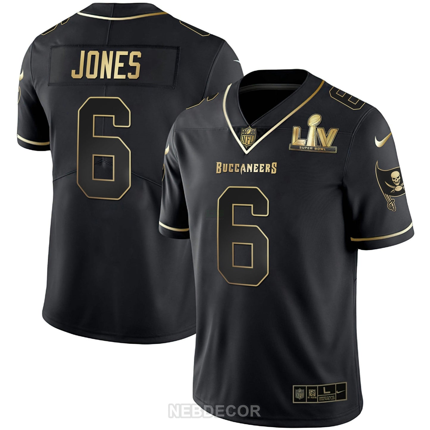 Camisa NFL Men’s Tampa Bay Super Bowl LIV Branca Dourada & Preta Dourada Jersey