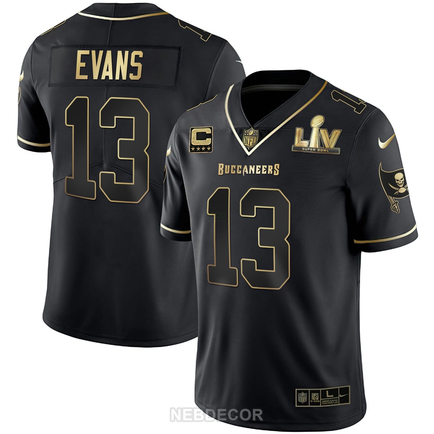 Camisa NFL Men’s Tampa Bay Super Bowl LIV Branca Dourada & Preta Dourada Jersey