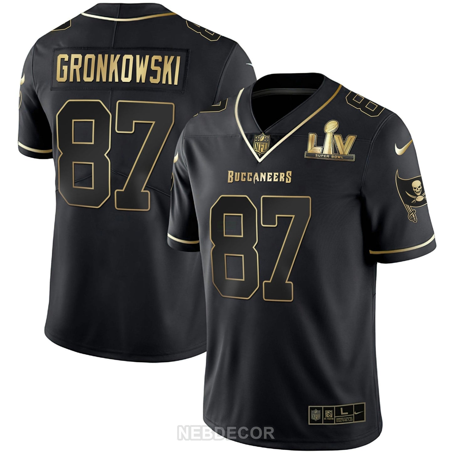 Camisa NFL Men’s Tampa Bay Super Bowl LIV Branca Dourada & Preta Dourada Jersey