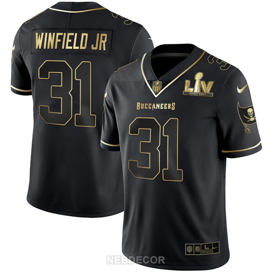 Camisa NFL Men’s Tampa Bay Super Bowl LIV Branca Dourada & Preta Dourada Jersey
