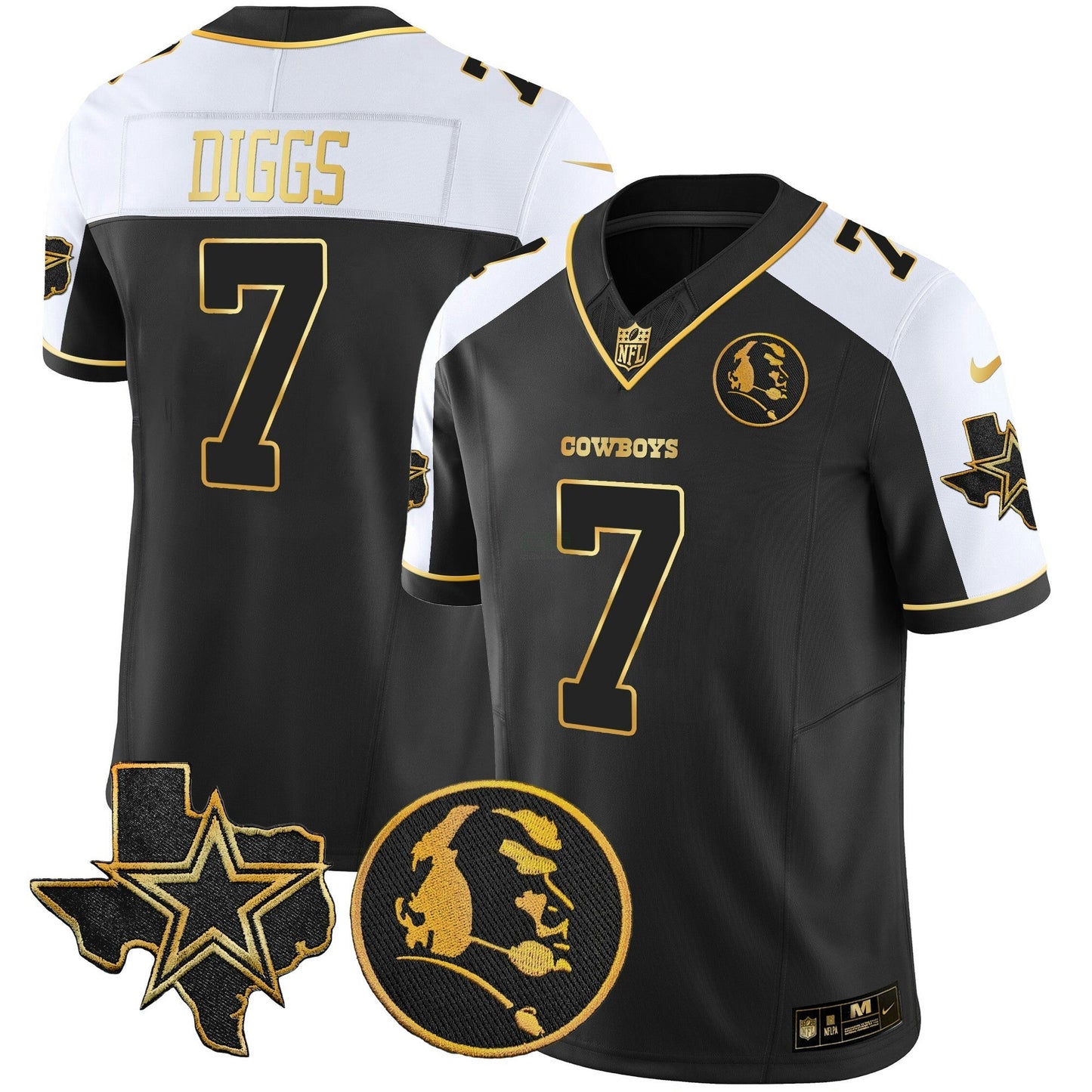 Camisa NFL Men’s Texas & John Madden Patch Dourada Vapor Limited Jersey